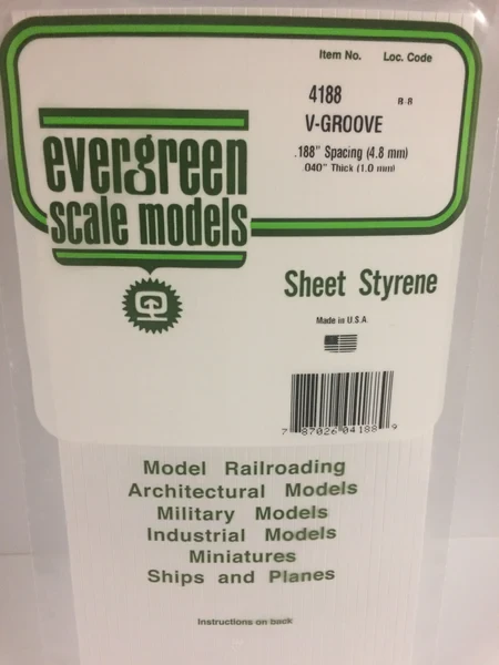 Evergreen - V-GROOVE 15X29CM X1MM SP4.8MM
