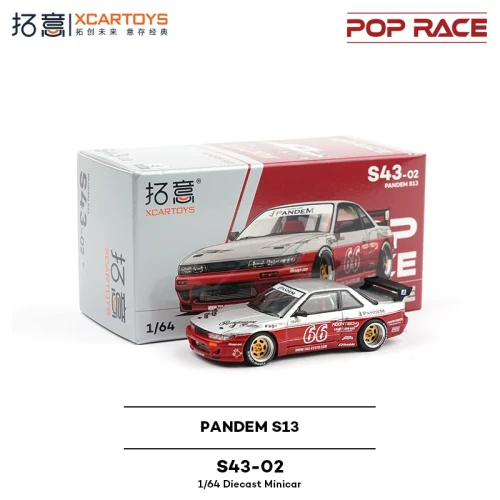 POP RACE 1:64 Panden Silvia S13 - Moontech Red S43-02/PR640258