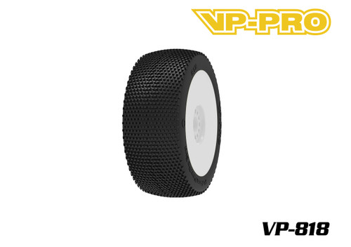 VP-PRO 818 Poison Needle Evo 1/8 Offroad Buggy Tires Pre-Glued on White Rims - M3 Soft Compound (2 Pcs)
