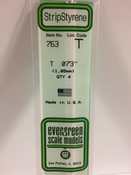 763 - .073" (1.85mm) OPAQUE WHITE POLYSTYRENE T SHAPE