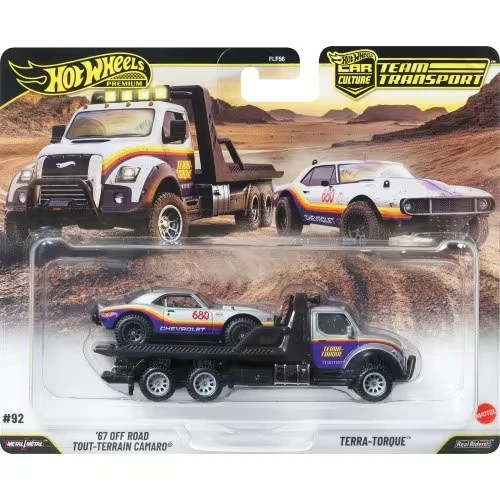 Hot Wheels Premium Team Transport '67 Off Road Tout-Terrain Camaro & Terra-Torque Black