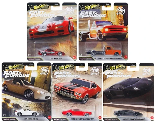 Hot Wheels Premium 2026 Fast & Furious 25th Anniversary Set of 5 Cars 956P