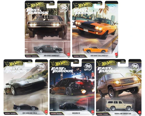 Hot Wheels Premium 2026 Fast & Furious 25th Anniversary Set of 5 Cars 956Q