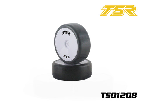 TSR 1/10 Touring Car Rubber Tires on White Rims - Asphalt 32X (4 pcs)