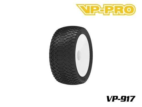 VP-PRO 917 Hyperdrive Evo 1/8 Offroad Truggy Tires Pre-Glued on White Rims - MC31 Super Soft Clay Compound (2 Pcs)