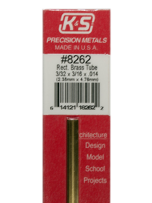 K&S Brass Rectangle Tube 3/32" x 3/16" x 12" #8262