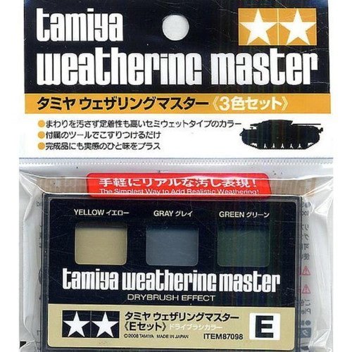 Tamiya Weathering Pastel E Set (Yellow, Grey, Green) [87098]