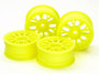 Tamiya 24mm MESH WHEELS +2 FLURO YELLOW 54850