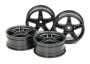 Tamiya 24mm TWIN 5 SPOKE WHEELS +2 BLACK (4) 54853