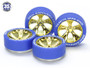 Tamiya - Blue Tires with Gold Plated A-Spoke Wheels 35th Anniversary [95098]