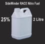 SideWinder RACE 25% Model Engine Fuel, On Road/Off Road, Non Ringed Engine, 10% Oil. 2L (PICK UP ONLY)