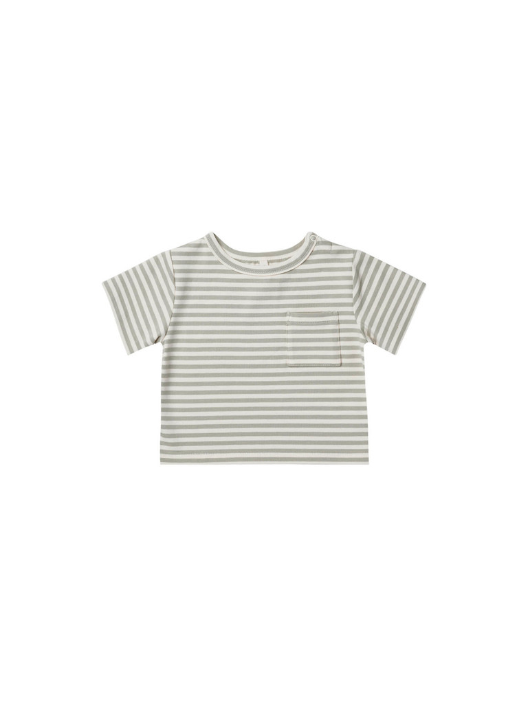 Boxy Pocket Tee, Pistachio Stripe