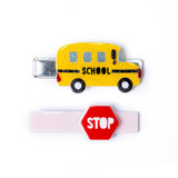 Yellow Bus & Red Stop Sign Alligator Clips