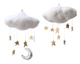 Luxe Gold Star Cloud Mobile, Silver Leather Moon