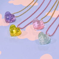 Jello Heart Kids Necklaces , Assorted Colors