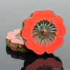 Hibiscus Flower - 22mm Coral Red Opaque with Picasso Finish