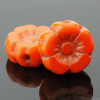 Hibiscus Flower - 7mm Bright Orange Opaque with Antiqued Finish