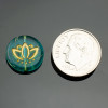 14mm Lotus Flower Coin Bead - Aqua Green Transparent Matte with Gold Wash | Pk of 2