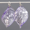 18mm Lampwork Leaf - Lavender Purple with Silver Foil