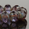 Rondelle (9x6mm) - Plum Purple and Sapphire Blue Transparent Mix with Picasso Finish