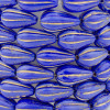 Melon Drop (13x8mm) - Royal Blue Silk with Platinum Wash