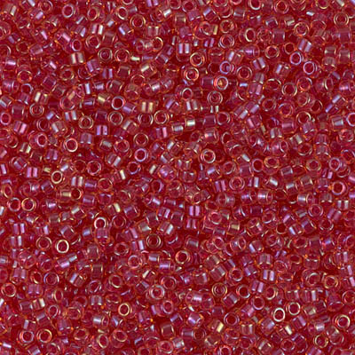 Delica Seed Bead - #0062 Light Cranberry / Topaz Inside Color Lined Luster