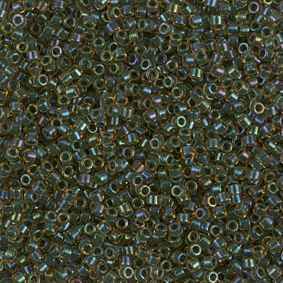 Delica Seed Bead - #0273 Forest Green / Topaz Inside Color Lined Rainbow