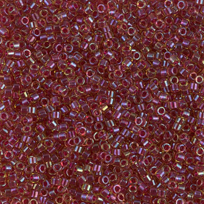 Delica Seed Bead - #0282 Cranberry / Light Topaz Inside Color Lined Luster