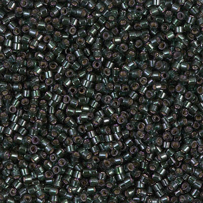 Delica Seed Bead - #0606 Dyed Dark Olive Transparent Silver-Lined