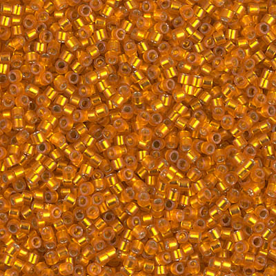 Delica Seed Bead - #0681 Dyed Orange Transparent Silver-Lined Semi-Matte