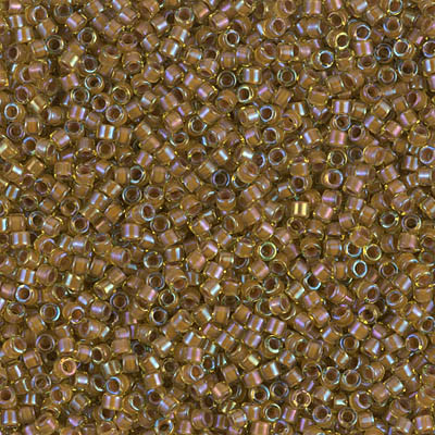 Delica Seed Bead - #1738 Cocoa / Chartreuse Inside Color Lined Rainbow