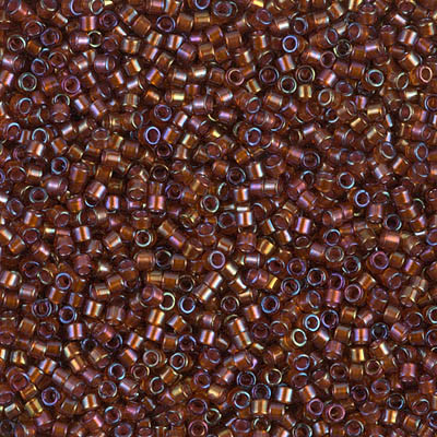 Delica Seed Bead - #1750 Beige / Root Beer Inside Color Lined Rainbow Sparkle