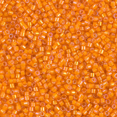 Delica Seed Bead - #1777 White / Orange Inside Color Lined Rainbow