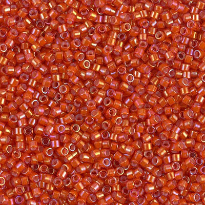 Delica Seed Bead - #1780 White / Flame Red Inside Color Lined Rainbow