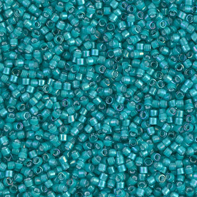 Delica Seed Bead - #1782 White / Teal Inside Color Lined Rainbow