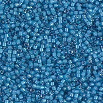 Delica Seed Bead - #1783 White / Capri Blue Inside Color Lined Rainbow