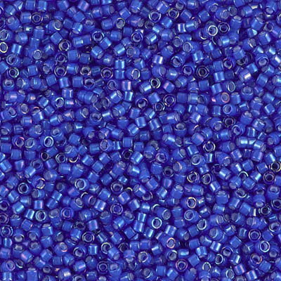 Delica Seed Bead - #1785 White / Cobalt Inside Color Lined Rainbow