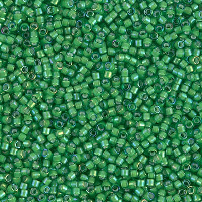 Delica Seed Bead - #1787 White / Green Inside Color Lined Rainbow