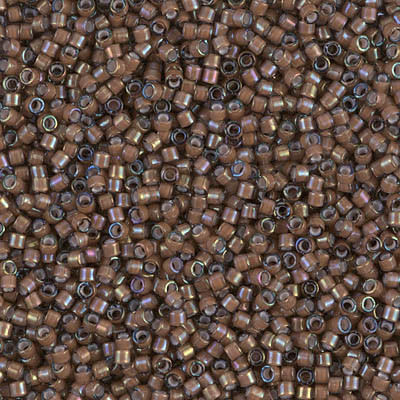 Delica Seed Bead - #1790 White / Sable Brown Inside Color Lined Rainbow