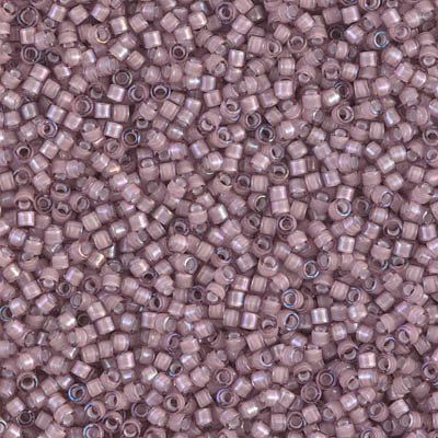 Delica Seed Bead - #1791 White / Smoky Amethyst Inside Color Lined Rainbow