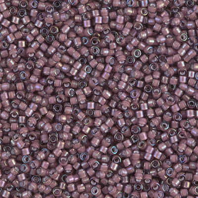 Delica Seed Bead - #1792 White / Dark Smoky Amethyst Inside Color Lined Rainbow