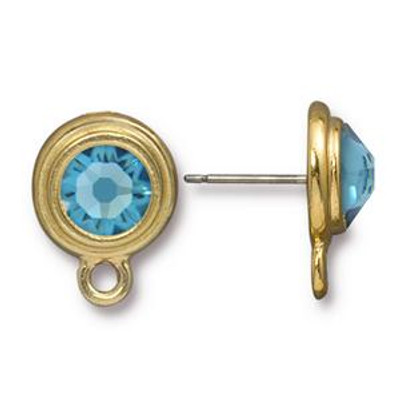 Tierracast Posts: SS34 Stepped Bezel Bright Gold Crystalized - Aquamarine | 1 Pair