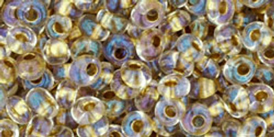 3mm Magatama - Clear / Gold Inside Color Lined