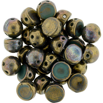 CzechMates 2-Hole Cabochon - #15765 Oxidized Bronze