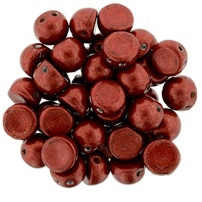 CzechMates 2-Hole Cabochon - #77047 ColorTrends: Saturated Metallic Aurora Red