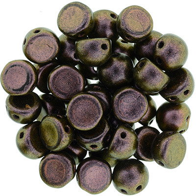 CzechMates 2-Hole Cabochon - #94100 Polychrome Copper Rose