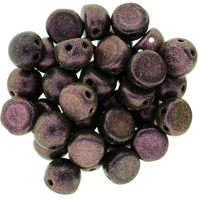 CzechMates 2-Hole Cabochon - #94106 Polychrome Pink Olive