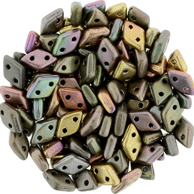 CzechMates 2-Hole Diamond - #K0164 Bronze Metallic Rainbow Matte