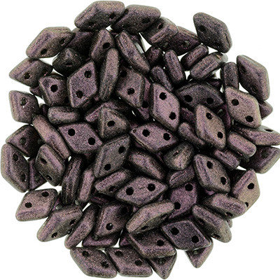 CzechMates 2-Hole Diamond - #94106 Polychrome Pink Olive