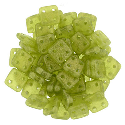 CzechMates 4-Hole QuadraTile - #MSG5023 Sueded Gold Olivine